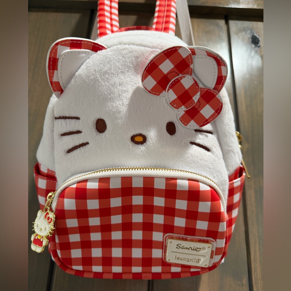 Loungefly Hello Kitty Red and White Gingham Mini Backpack